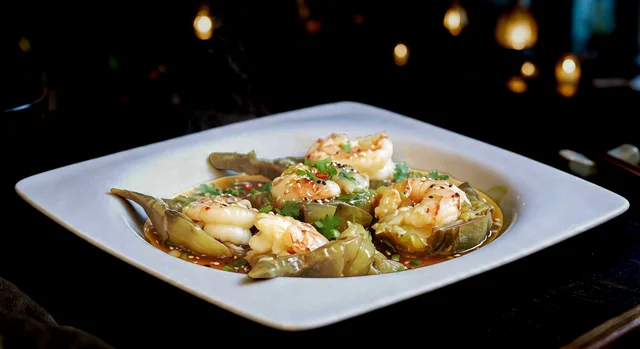 Alcachofas Con Langostinos