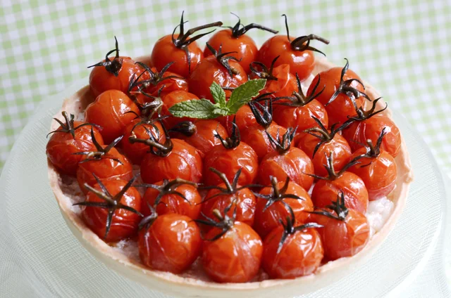 Tarta de Tomates Cherry Semiconfitados