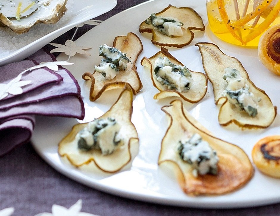 Chips de Peras al Roquefort